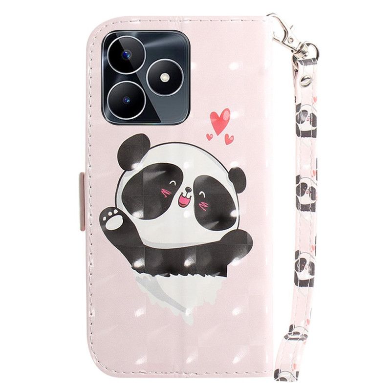 Lederhüllen Für Realme C53 Panda-liebeshalter Mit Umhängeband