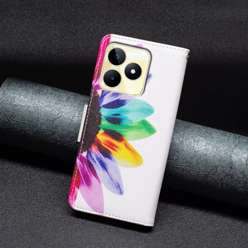 Lederhüllen Realme C53 Handyhülle Aquarellblume