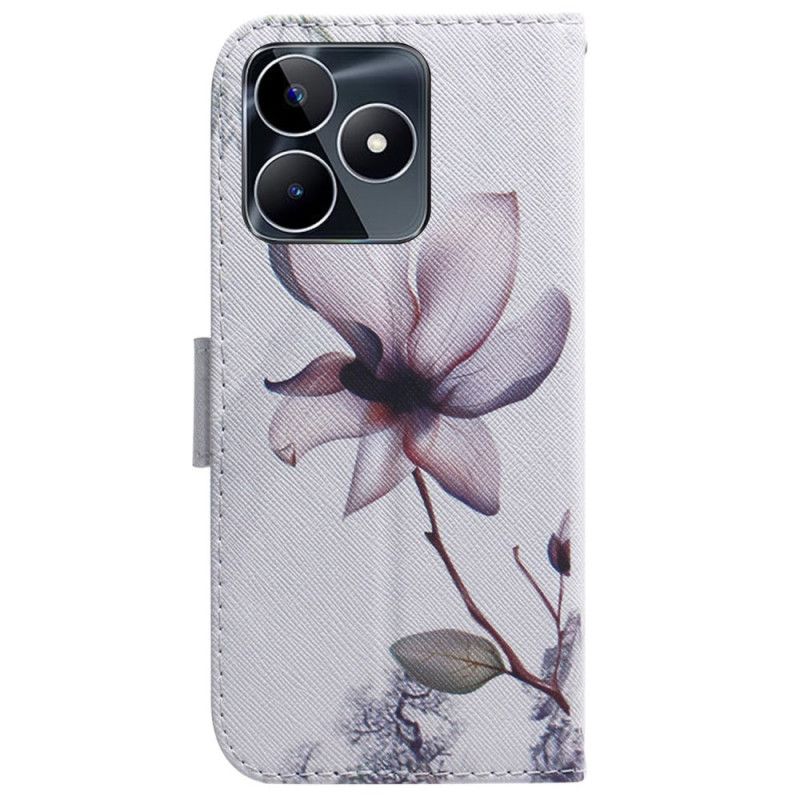 Lederhüllen Realme C53 Rosa Blume