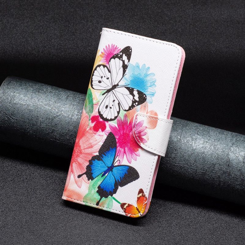 Lederhüllen Realme C53 Zwei Aquarell-schmetterlinge
