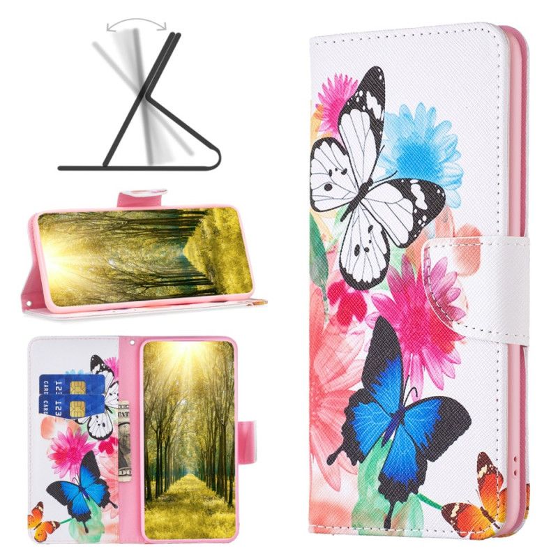 Lederhüllen Realme C53 Zwei Aquarell-schmetterlinge