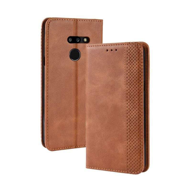 Flip Case ThinQ LG G8 ThinQ Schwarz Stilisierter Vintage-Ledereffekt