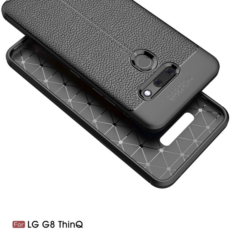 Hülle Für ThinQ LG G8 ThinQ Schwarz Doppellinien-Litschileder-Effekt