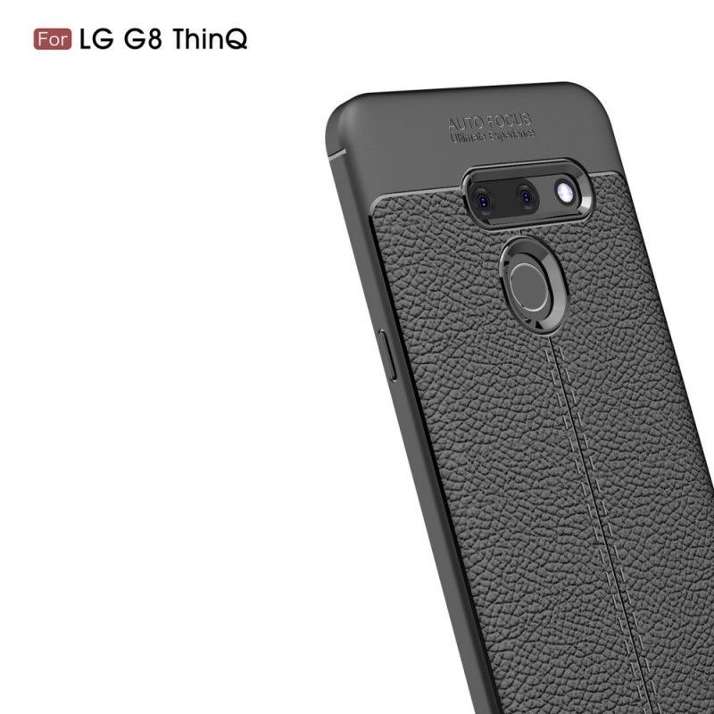 Hülle Für ThinQ LG G8 ThinQ Schwarz Doppellinien-Litschileder-Effekt