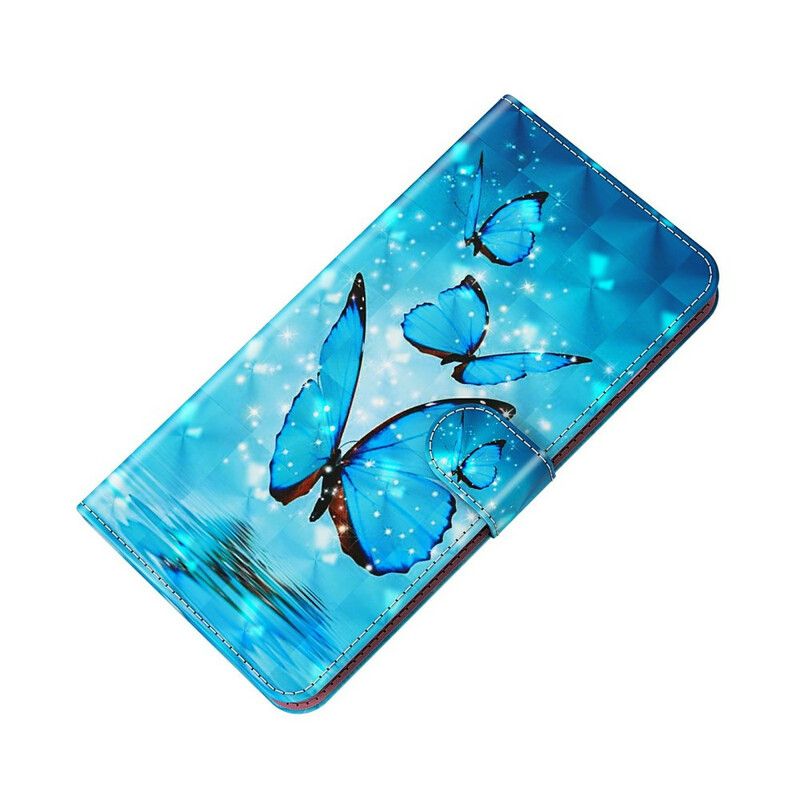 Lederhüllen Für Xiaomi Redmi 9t Fliegende Blaue Schmetterlinge