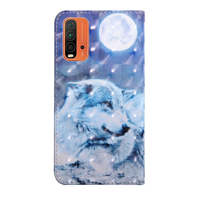 Lederhüllen Für Xiaomi Redmi 9t Wolf Im Mondlicht