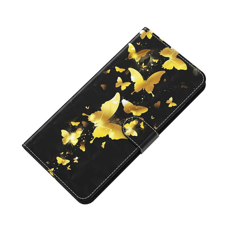 Lederhüllen Xiaomi Redmi 9t Handyhülle Gelbe Schmetterlinge