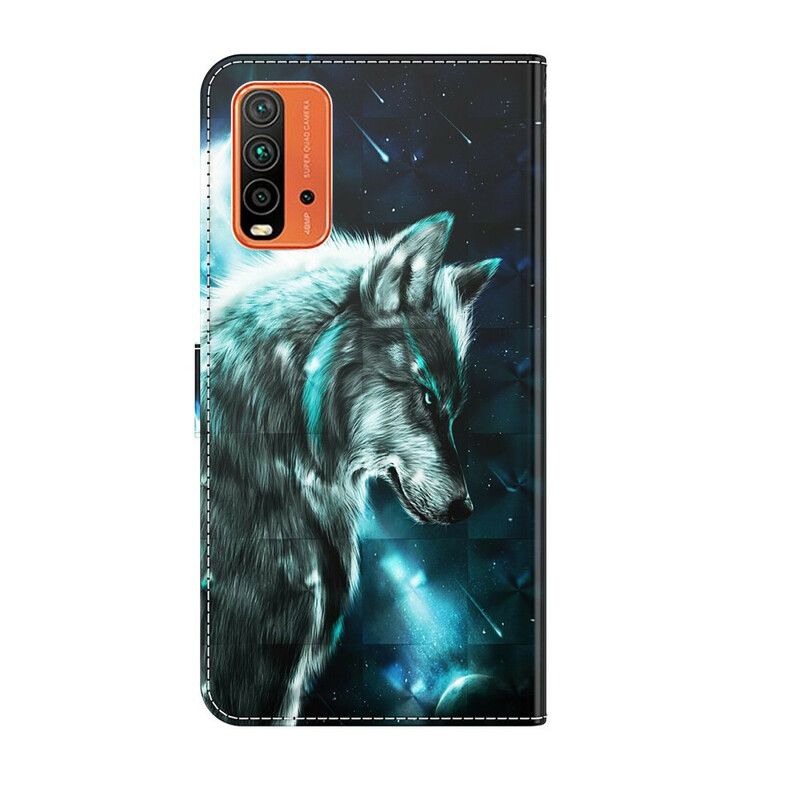 Lederhüllen Xiaomi Redmi 9t Handyhülle Majestätischer Wolf