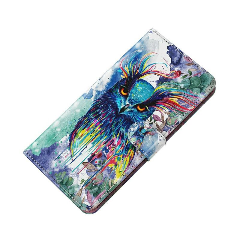 Lederhüllen Xiaomi Redmi 9t Handyhülle Vogel Aquarell