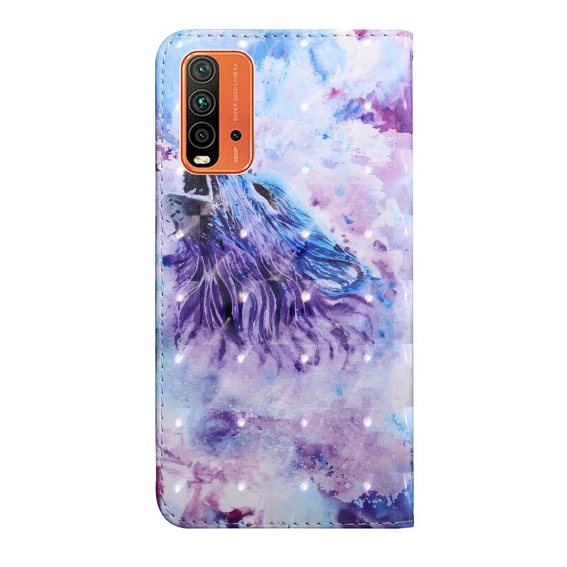 Lederhüllen Xiaomi Redmi 9t Wolf Aquarell