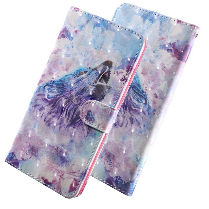 Lederhüllen Xiaomi Redmi 9t Wolf Aquarell