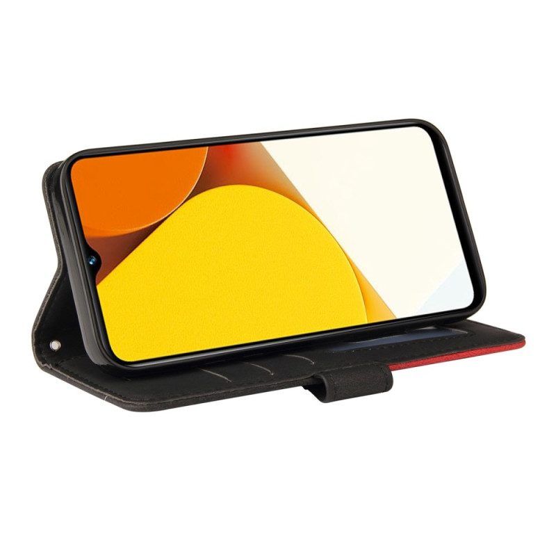 Flip Case Für Vivo Y35 Mit Kordel Zweifarbiger Riemen