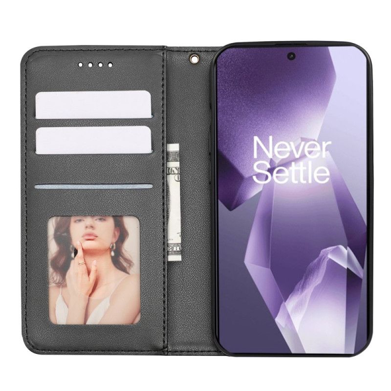 Flip Case Oneplus 13r Geldbörse Mit Riemen Und Karomuster