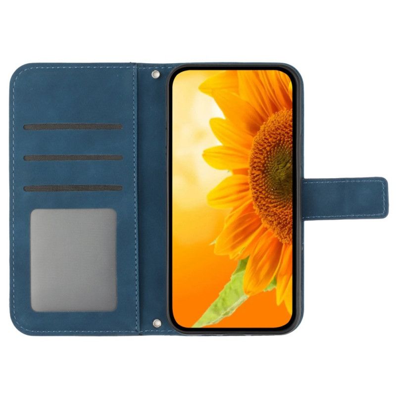 Lederhüllen Für Oneplus 13r Armband Mit Sonnenblumenmuster