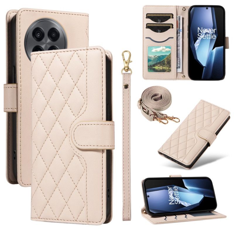 Lederhüllen Oneplus 13r Gesteppt Mit Riemen Und Schulterriemen