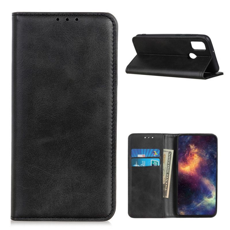 Flip Case Für OnePlus Nord N10 Schwarz Gespaltenes Leder