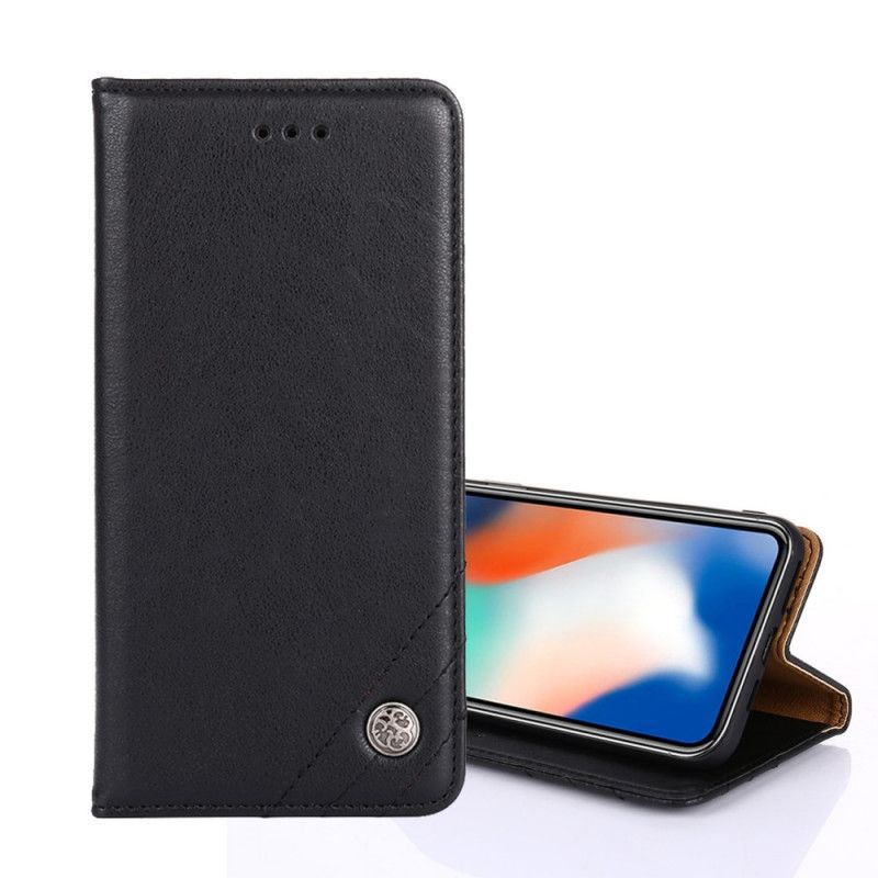 Flip Case Für OnePlus Nord N10 Schwarz Nietlederstil