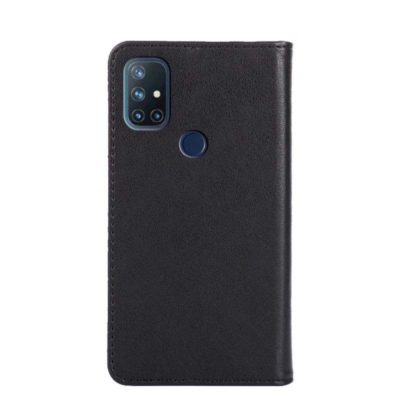 Flip Case Für OnePlus Nord N10 Schwarz Nietlederstil