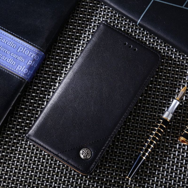 Flip Case Für OnePlus Nord N10 Schwarz Nietlederstil