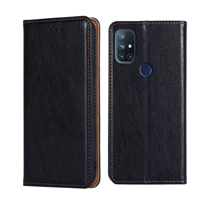 Flip Case OnePlus Nord N10 Schwarz Feiner Lederstil