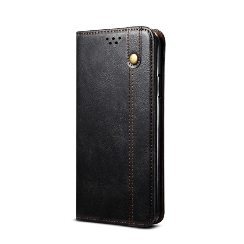 Flip Case OnePlus Nord N10 Schwarz Gewachstes Kunstleder