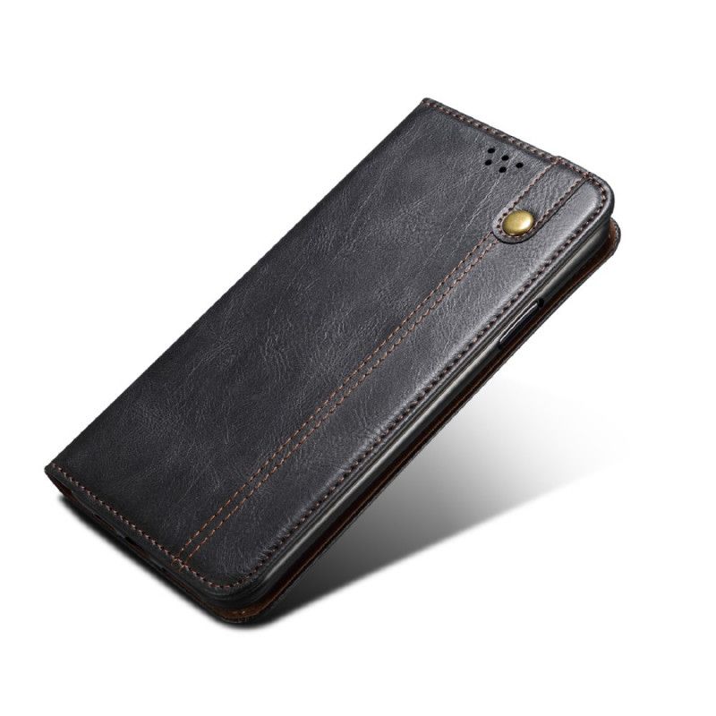 Flip Case OnePlus Nord N10 Schwarz Gewachstes Kunstleder