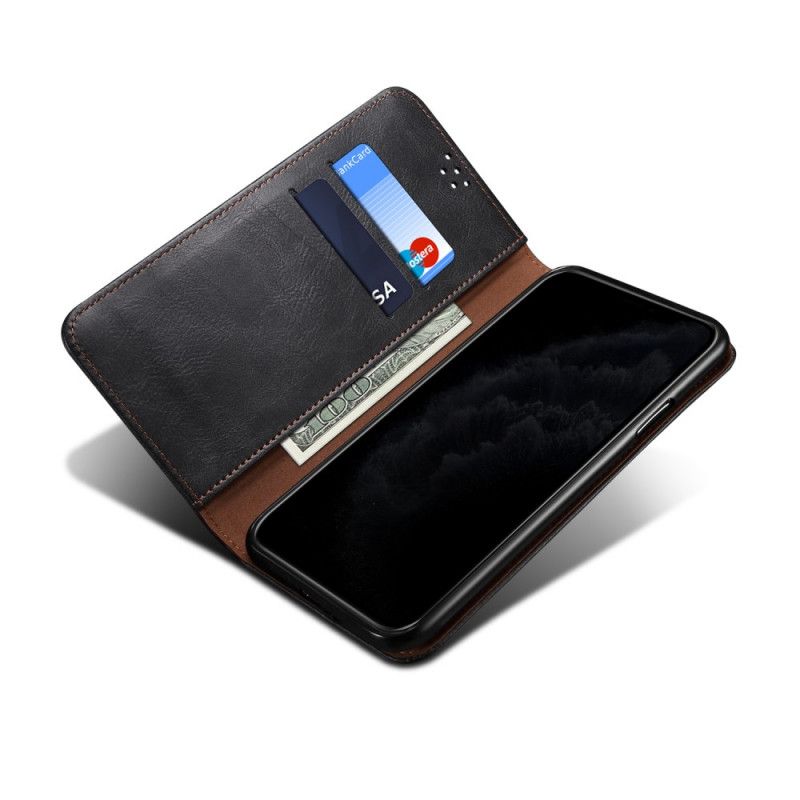 Flip Case OnePlus Nord N10 Schwarz Gewachstes Kunstleder