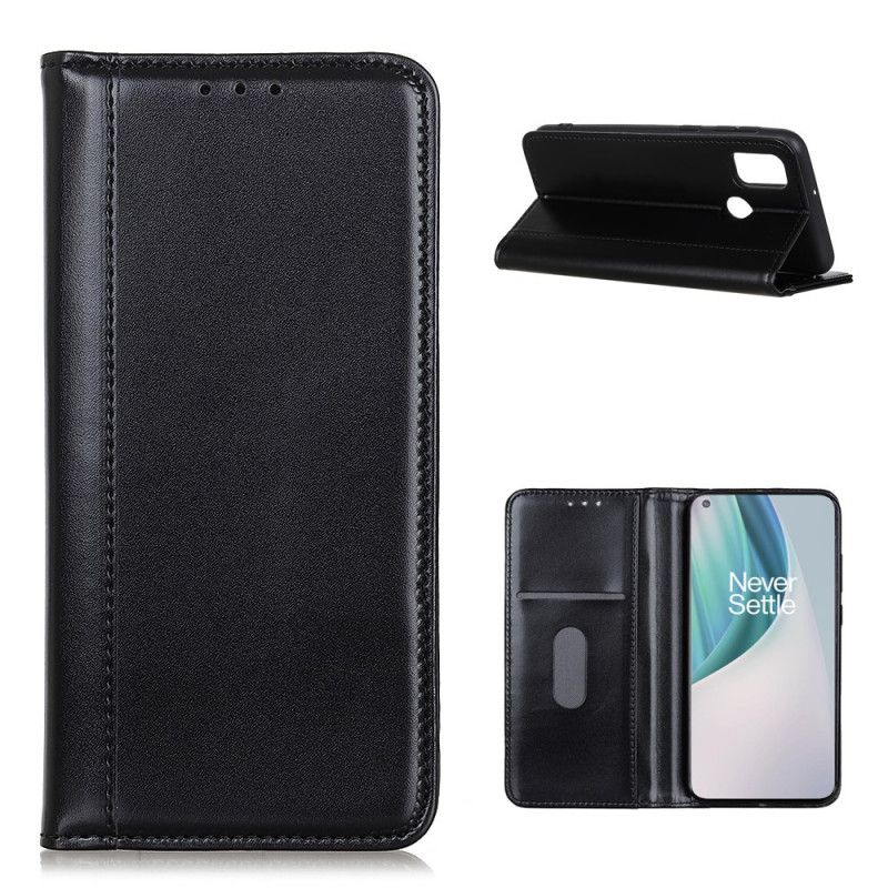 Flip Case OnePlus Nord N10 Schwarz Premium Split Leder