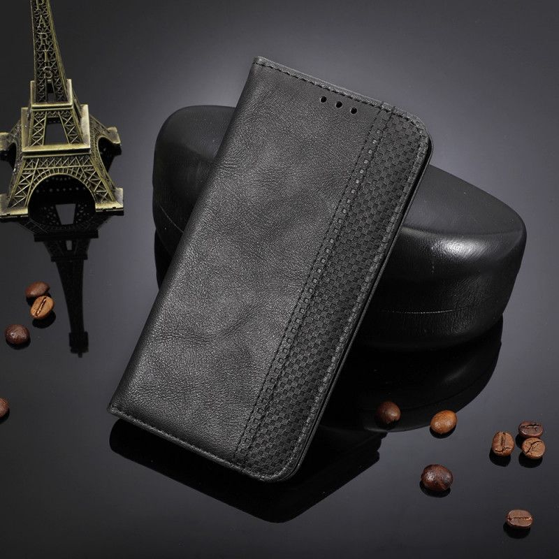 Flip Case OnePlus Nord N10 Schwarz Stilisierter Vintage-Ledereffekt