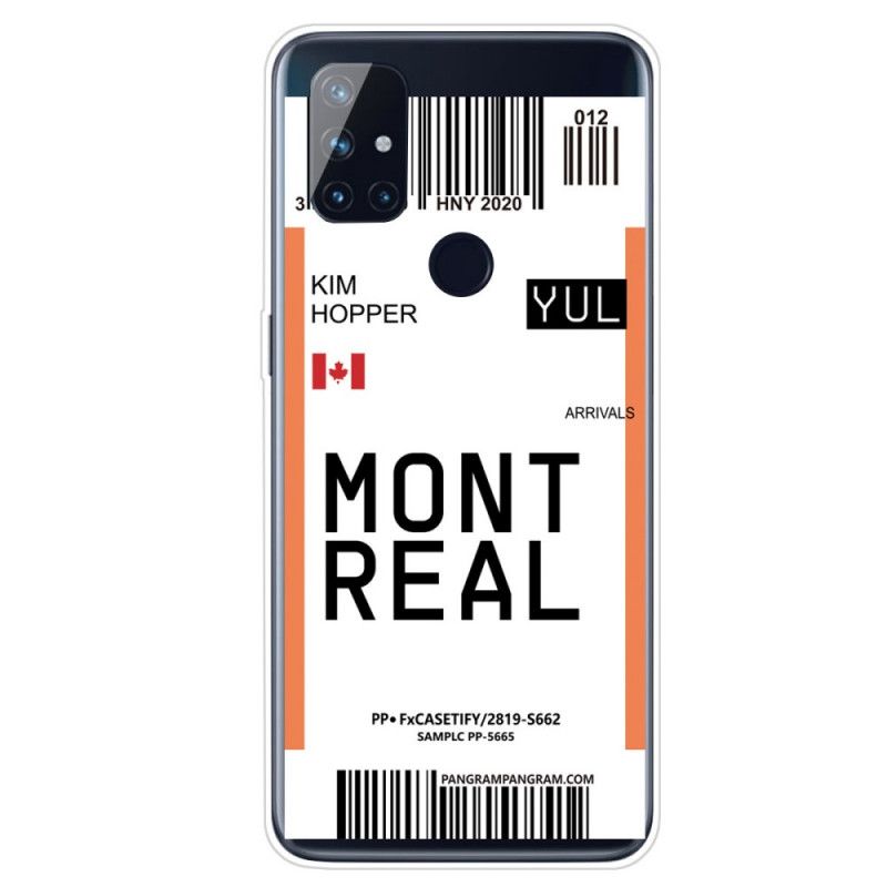 Hülle Für OnePlus Nord N10 Bordkarte Nach Montreal