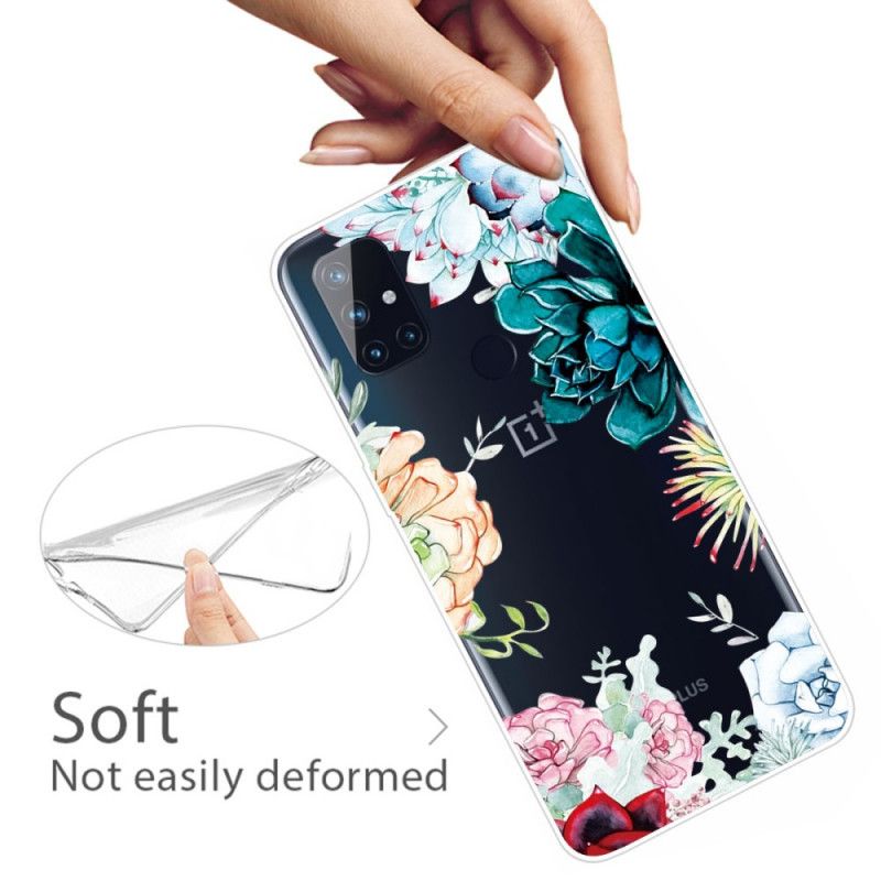 Hülle OnePlus Nord N10 Handyhülle Transparente Aquarellblumen