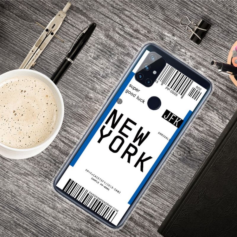 Hülle OnePlus Nord N10 Schwarz Bordkarte Nach New York