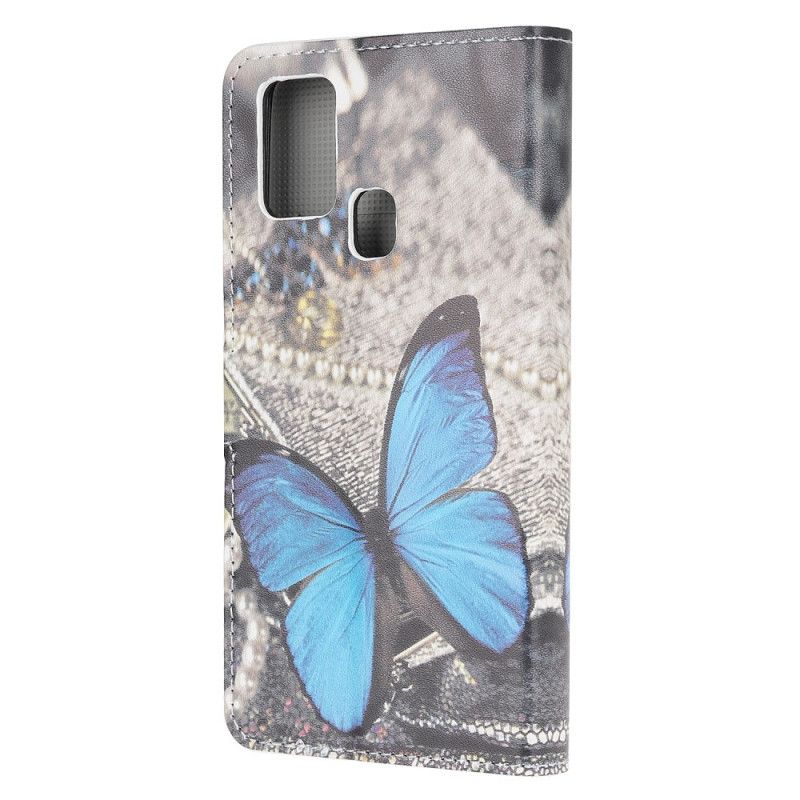 Lederhüllen OnePlus Nord N10 Blauer Schmetterling
