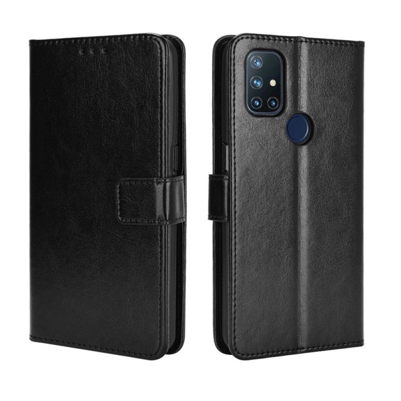 Lederhüllen OnePlus Nord N10 Schwarz Auffälliges Kunstleder