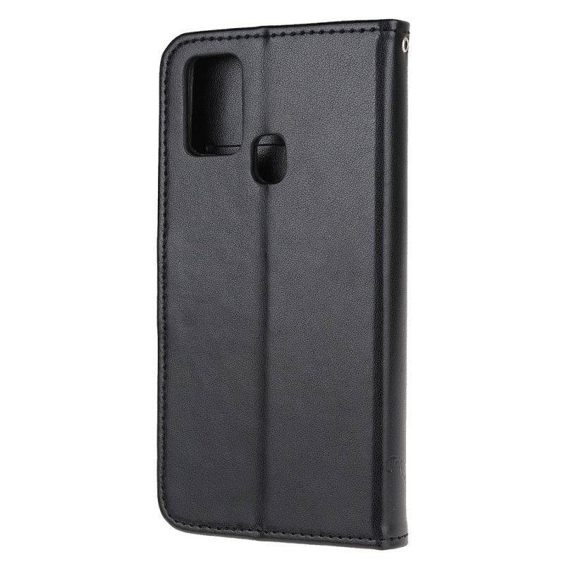 Lederhüllen OnePlus Nord N10 Schwarz Handyhülle Schmetterlinge Und Tanga Blumen