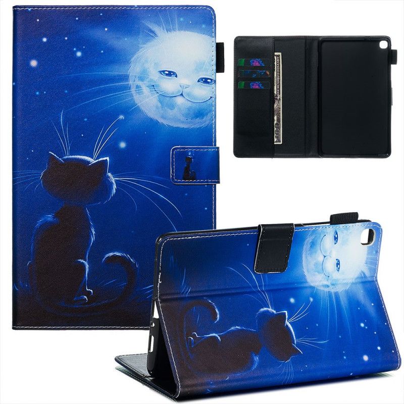 Lederhüllen Samsung Galaxy Tab A 8" (2019) Handyhülle Katze Und Mond