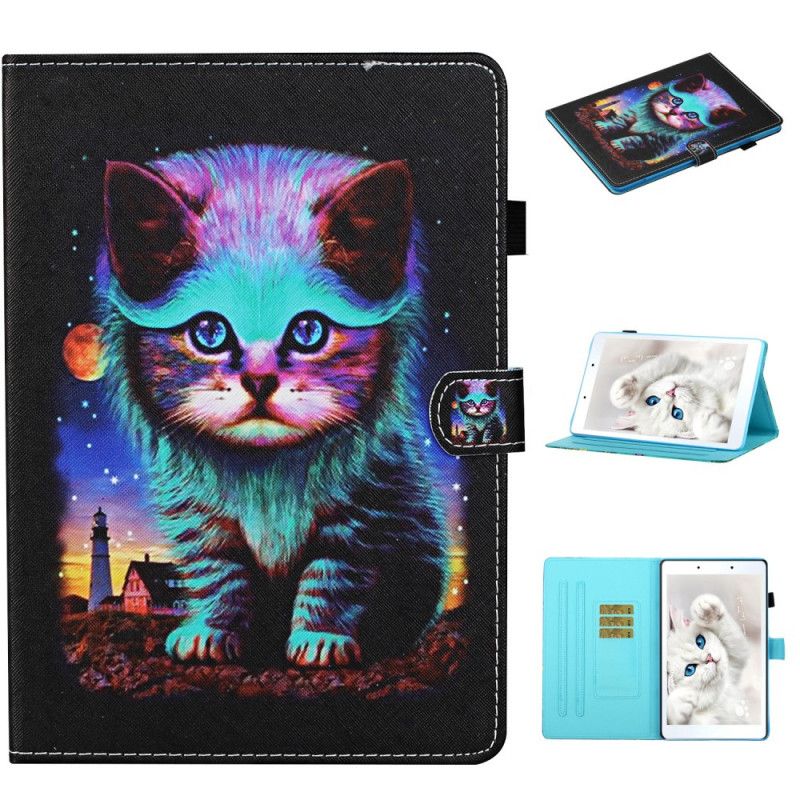Lederhüllen Samsung Galaxy Tab A 8" (2019) Nachtaktive Katze