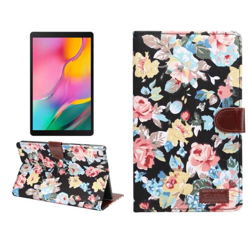 Lederhüllen Samsung Galaxy Tab A 8" (2019) Schwarz Stoff Textur Rosen
