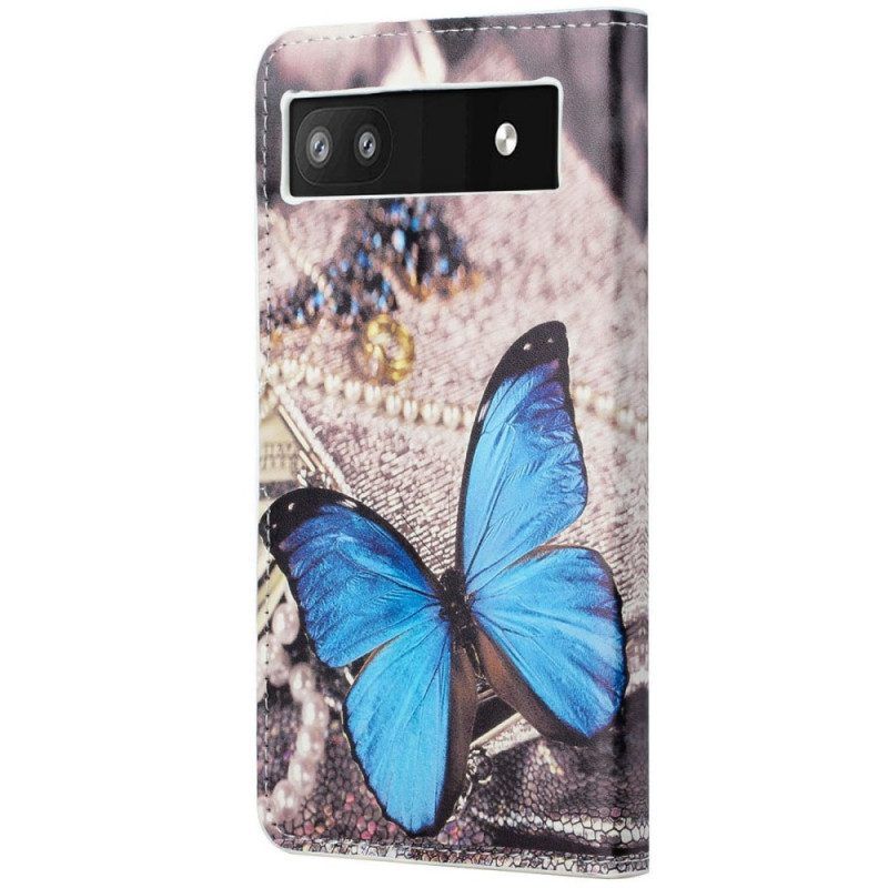 Flip Case Für Google Pixel 6A Blauer Schmetterling
