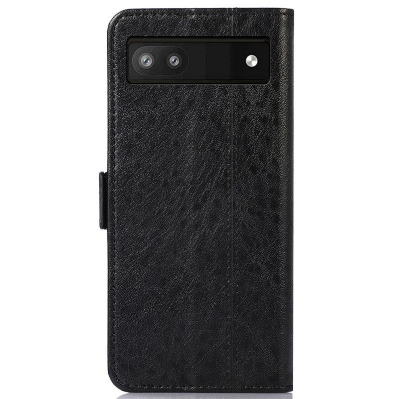 Flip Case Für Google Pixel 6A Dezentes Kunstleder