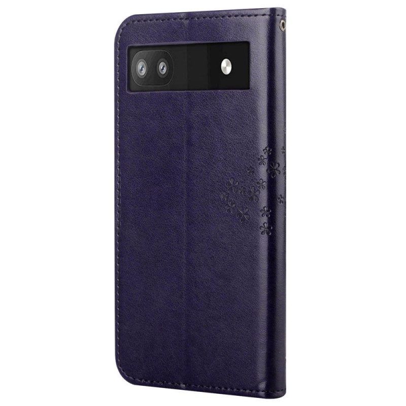 Flip Case Für Google Pixel 6A Eulenbaum Mit Schlüsselband