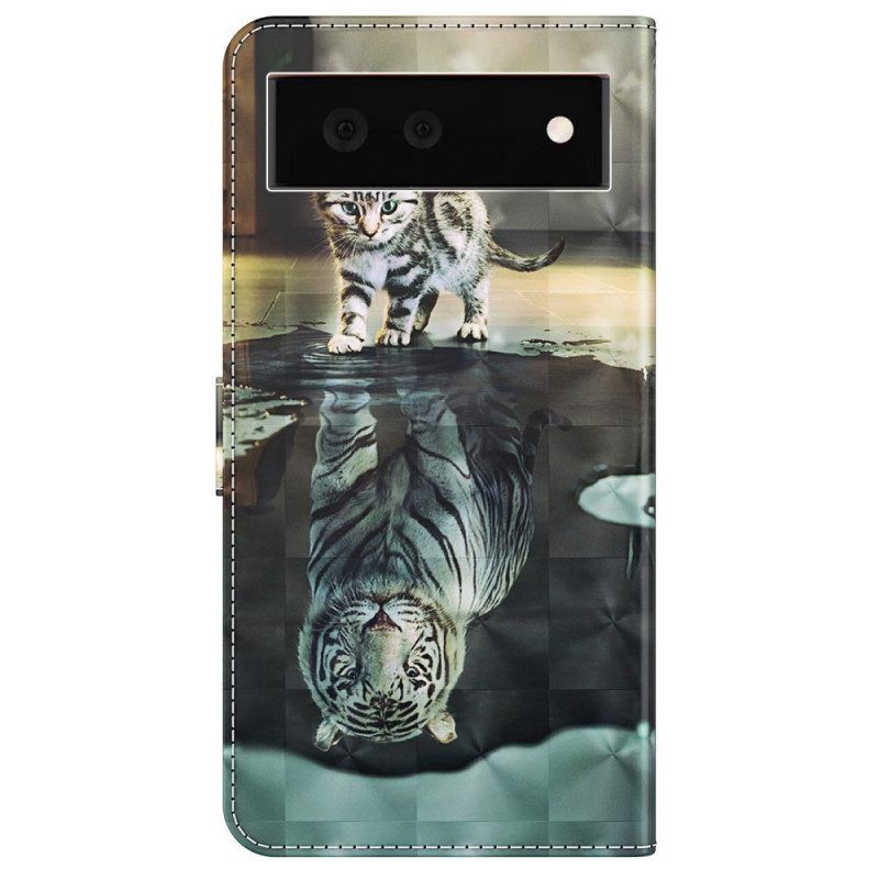 Flip Case Für Google Pixel 6A Mit Kordel Strappy Kitten Dream