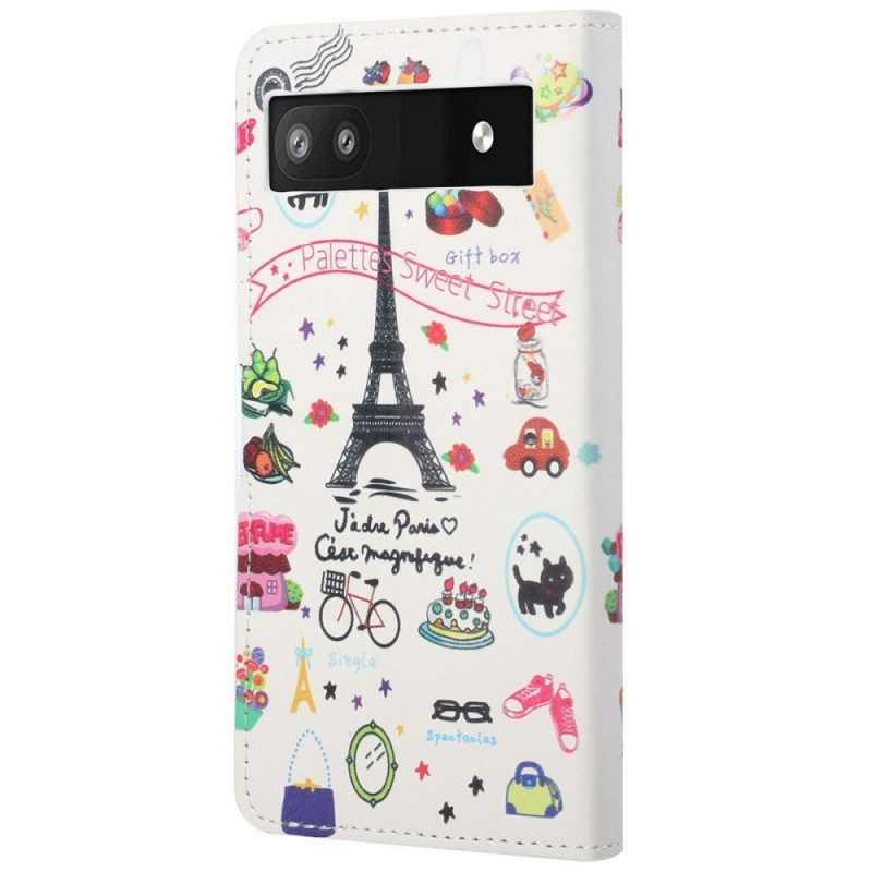 Flip Case Für Google Pixel 6A Paris Feiert