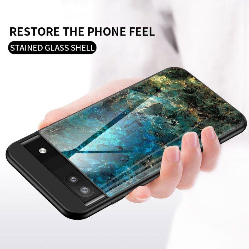 Hülle Für Google Pixel 6A Marmor-gehärtetes Glas