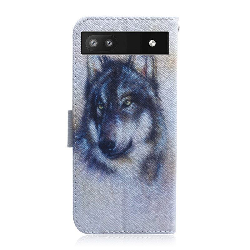 Lederhüllen Für Google Pixel 6A Aquarell-wolf