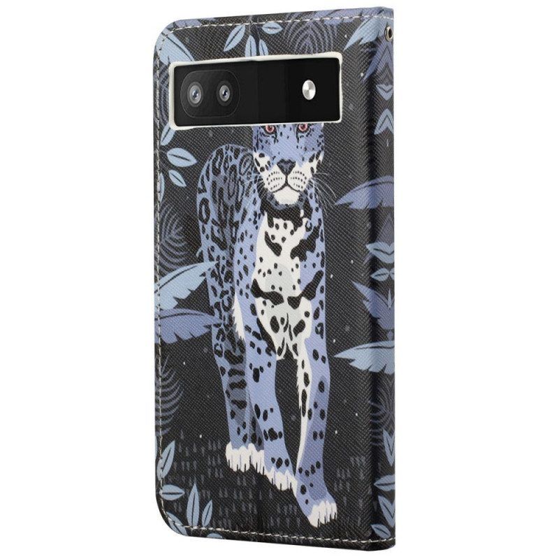 Lederhüllen Für Google Pixel 6A Mit Kordel Riemchen-leopard