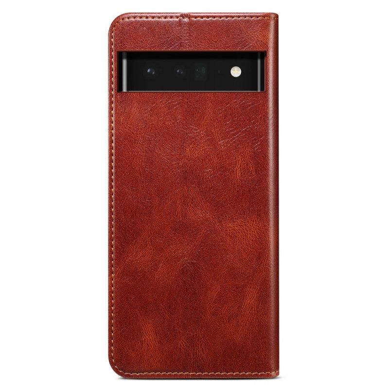 Schutzhülle Für Google Pixel 6A Flip Case Gewachster Ledereffekt
