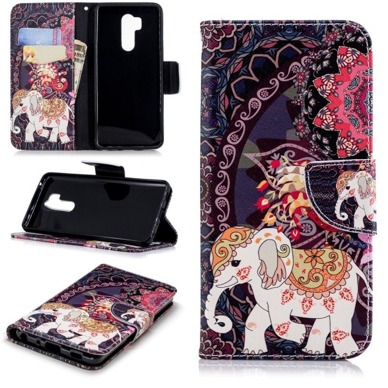 Lederhüllen LG G7 ThinQ Handyhülle Mandala Für Ethnische Elefanten
