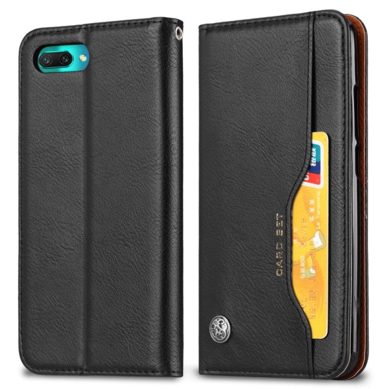 Flip Case Honor 10 Schwarz Kartenhalter Aus Kunstleder