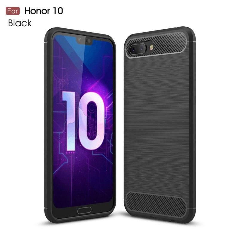 Hülle Honor 10 Schwarz Gebürstete Kohlefaser